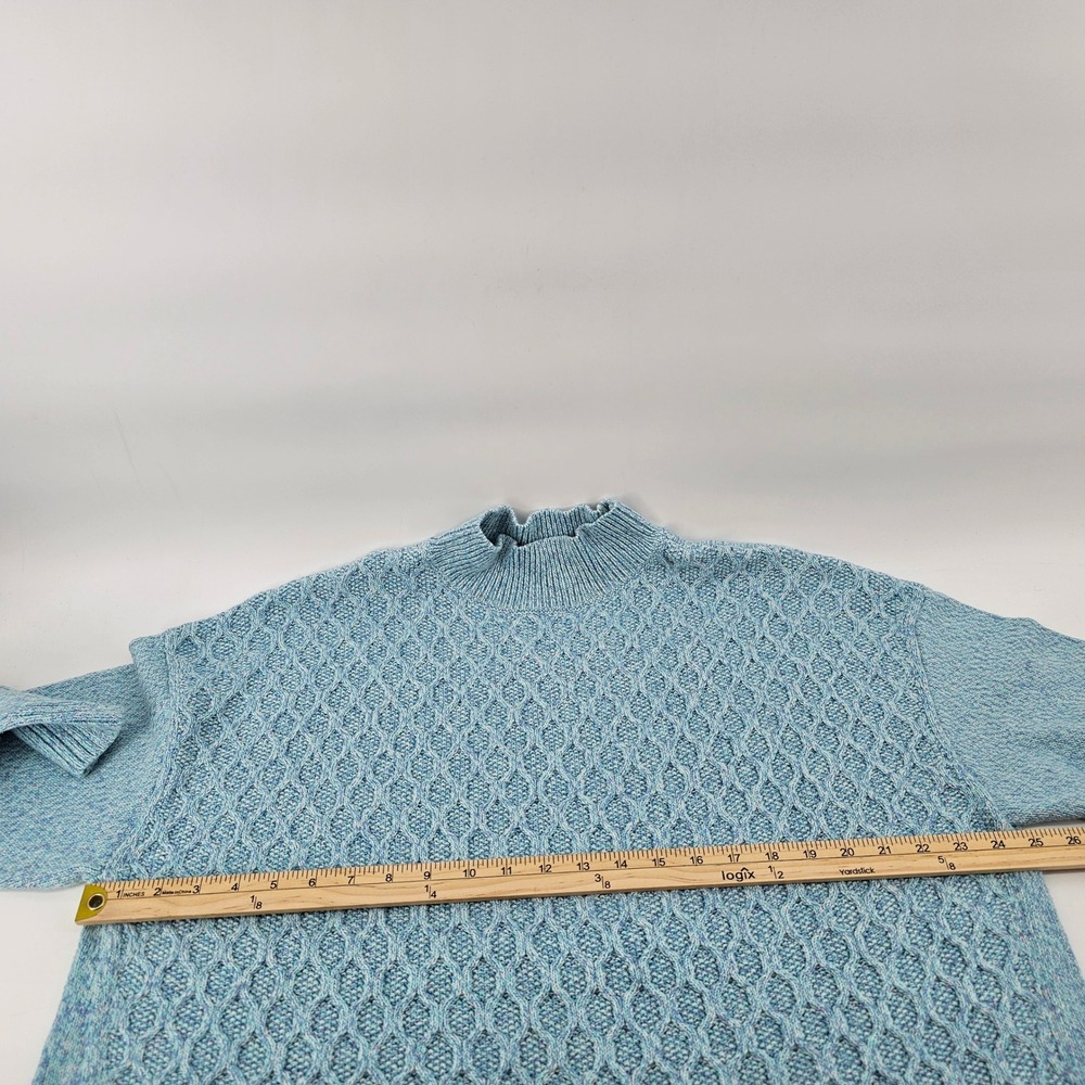 Talbots Mock Neck Sweater Womens 2X Blue Diamond Knit Cotton Blend Pullover - Picture 3 of 6